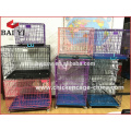 Pliage à la maison formation chien en acier noir Chiot Pet Iron Cage avec une cuvette en plastique